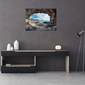Sklenený obraz - Jaskyňa pri mori (70x50 cm)