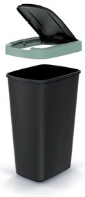 Odpadkový kôš s farebným vekom, 45 l, zelená / čierna
