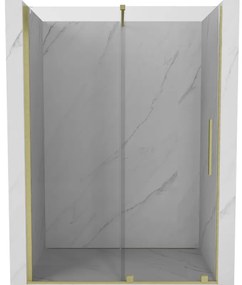 Mexen Velar, posuvné dvere do otvoru 160x200 cm, 8mm číre sklo, zlatá matná, 871-160-000-01-55