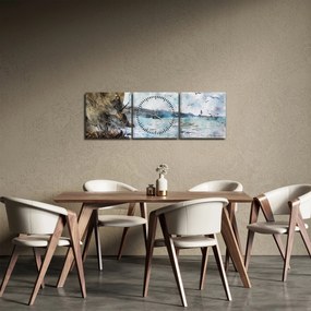 Obraz - Útes, akvarel (s hodinami) (90x30 cm)