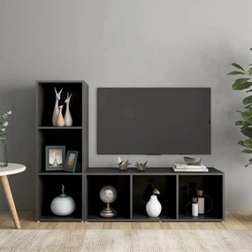 TV skrinky 2 ks lesklé sivé 107x35x37 cm drevotrieska