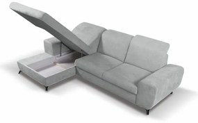 Rozkladacia čalúnená rohová sedacia súprava ALTA do tvaru L s úložným priestorom, ľavé prevedenie, sivá