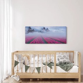 Obraz - Krajina s tulipánovými poľami (120x50 cm)