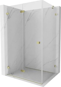 Mexen Lunar-F, 1-krídlový sprchový kút so skladacími dverami, ľavý, 95 x 70 cm, 8mm číre sklo, zlatý lesklý profil, 836-095-070-50-00-L