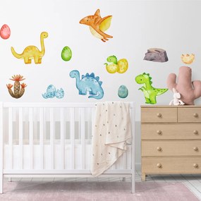 60x70cm Dinosaury - textilná nálepka na stenu Materiál: Biely vinyl
