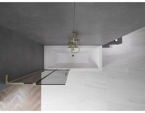 Mexen Velar L, 2-krídlová posuvná vaňová zástena 80 x 150 cm, 8mm šedé sklo, zlatá matná, 896-080-003-41-55