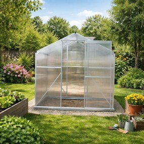 Skleník so základňou BestBerg BBGH‑406S / 2,5 m² / 130 × 190 × 194 cm / strieborná