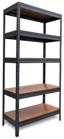 Fistar Regál 1800x900x400 mm, lakovaný 5-policový, nosnosť 875 kg - ČIERNA-ORECHOVÁ