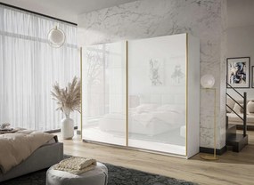 Šatníková skriňa s posuvnými dverami ALIANA biely lesk 244 x 215 cm