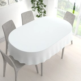 Biante Teflónový oválny obrus TF-132 Biely hladký bez vzoru 140x220 cm