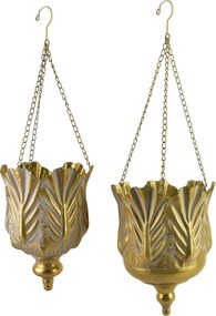 Sada 2 ks závěsných květináčů MARINA II zlatá