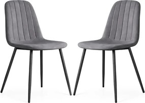 Sada dvoch jedálenských stoličiek LUMO zamatové, grafitové / čierne nohy (2 ks)