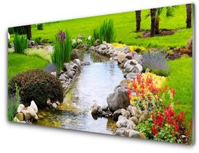 Skleneny obraz Záhrada jazero príroda 125x50 cm