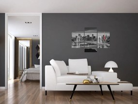 Obraz - Veľkomesto s červenou vežou (90x60 cm)