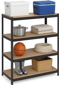 Regál 150x70x30 cm lakovaný 4-policový, nosnosť 700 kg - čierny