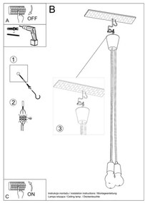 Luster na lanku DIEGO 3xE27/60W/230V