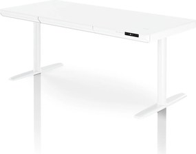 Elektrický písací stôl sit-stand so zásuvkou a bezdrôtovou nabíjačkou Qi biely, 1600 mm: ELLIS