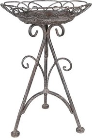 Šedý antik kovový stolík na kvety Frenchia - Ø 22*32 cm