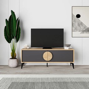 TV stolík v dekore duba v čierno-prírodnej farbe 140x51 cm Vae – Marckeric