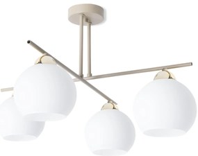 Stropné svietidlo Eliza, 4x biele sklenené tienidlo, be/g