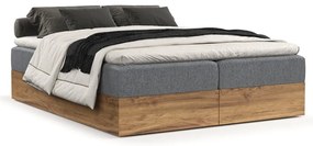 Boxspring posteľ s úložným priestorom v sivo-prírodnej farbe 160x200 cm Faro – Maison de Rêve