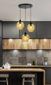 Candellux Čierno-hnedý závesný luster Aspa pre žiarovku 3x E27 s guľatou základňou 33-00613