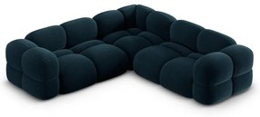 Tmavomodrá zamatová rohová pohovka Loretto – Cosmopolitan Design