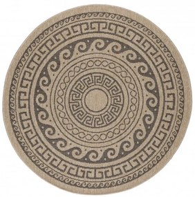 Šnúrkový koberec Comilla ornament béž-antracit, kruh