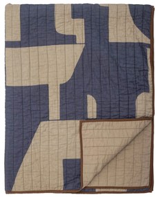 Bloomingville Prešívaný bavlnený prehoz Roosi Blue 150x130 cm