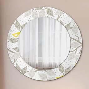 Okrúhle ozdobné zrkadlo na stenu Žlté vtáky na vetvách fi 50 cm
