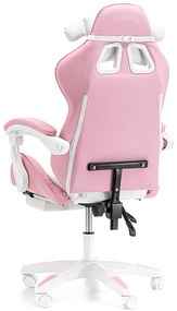 Detská herná stolička s podnožkou a masážnou opierkou - ružová