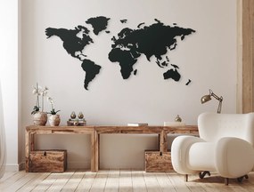 drevko Mapa sveta na stenu Rozmer obrazu: 42 x 86 cm, Farba dekorácie: Čierna