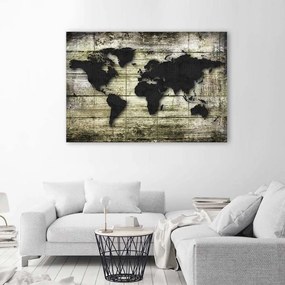 Obraz na plátně Desky s mapou světa šedé černé - 60x40 cm