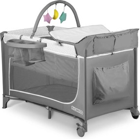 Ricokids Cestovná postieľka + matrac + taška 125x65x78cm RK-241 sivá