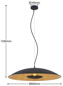 Lindby Narisara závesná lampa čierno-zlatá, 80 cm