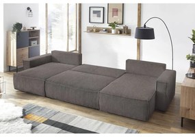 Tmavosivá menčestrová rozkladacia rohová pohovka do "U" Nihad – Bobochic Paris