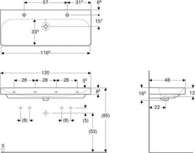 Geberit 500.253.01.1 - Závesné dvojité umývadlo Smyle Square 120x48 cm keramika/biela