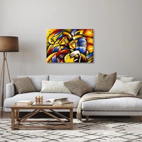 Sklenený obraz - Olejomaľba, milenci (70x50 cm)