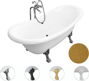 Besco Voľne stojaca vaňa zo sanitárneho kompozitu Amelia Glam Z 190x77 s prepadom BESCO-Typ výpuste: Click-Clack s prepadom, chróm, BESCO-Nôžky: Chróm