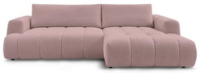 Ružová rozkladacia/s úložným priestorom rohová pohovka (pravý roh/s leňoškou) Fuji – Bobochic Paris