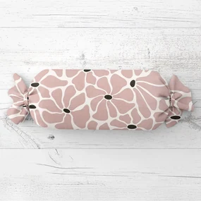 Biante Vankúš valec bonbon Sandra SA-483 Hnedoružové designové kvety na bielom 15x80 cm
