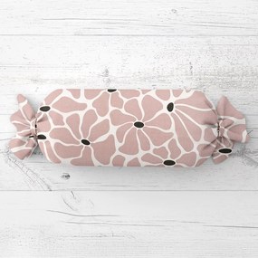 Biante Vankúš valec bonbon Sandra SA-483 Hnedoružové designové kvety na bielom 15x60 cm