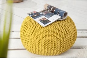 PUF pletený yellow