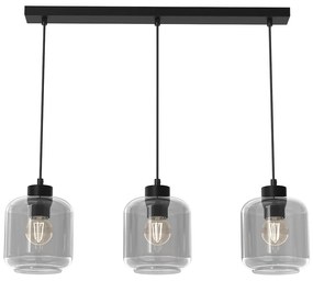 Závesné svietidlo Sombra, 3x grafitové sklenené tienidlo, b