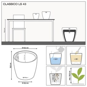 Kvetináč Lechuza Classico LS 43/40 antracit komplet
