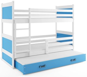 Interbeds Poschodová posteľ Rico 3 trojmiestna biela 200cm x 90cm modrá