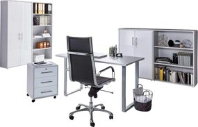 XXXLutz KANCELÁRIA, sivá, biela s vysokým leskom, MID.YOU - Kancelárske regály - 001067009501