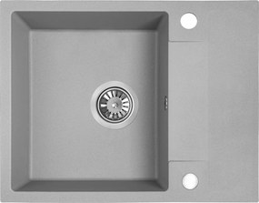 Kuchinox Rab, 1-komorový granitový drez 560x440x175 mm s odkvapkávačom, šedá matná, LAV-SBF_513Y
