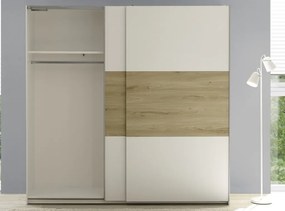 Šatníková skriňa Kiara 215 cm, biela/dub baysen