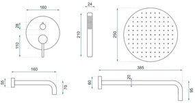 REA-P6609 - Sprchová súprava LUNGO s termostatickou podomietkovou batériou, kartáčované zlato